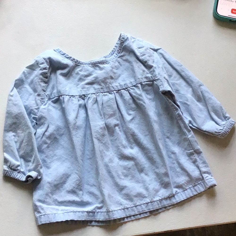Carter's Blue Smocked Blouse with Gathered Yoke